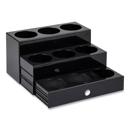 Mind Reader Foundation Collection 9-Compartment Nested Syrup Countertop Bottle Organizer, Black SYRUPH9-BLK